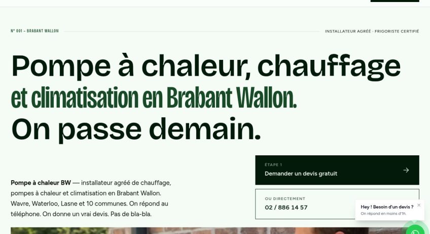Top 8 des meilleurs installateurs de pompes à chaleur en Brabant Wallon en 2026