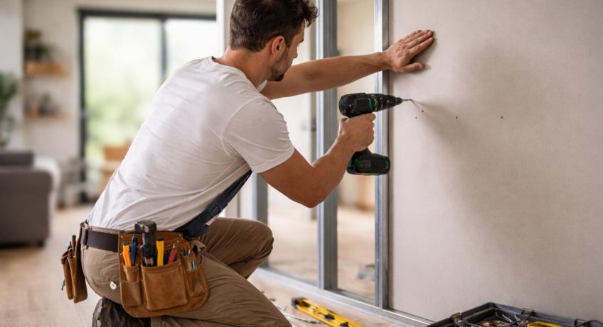 personne-installant-cloison-interieur-moderne